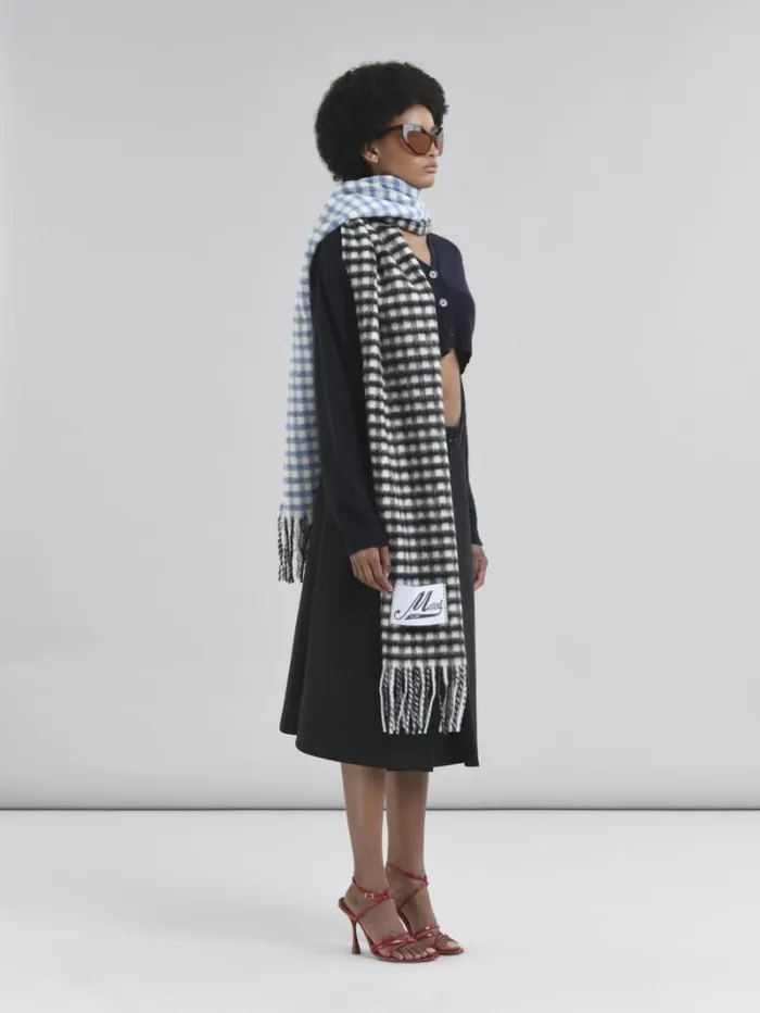 Women Marni Knitwear Cropped Blue Cashmere Cardigan With Marni Symbol