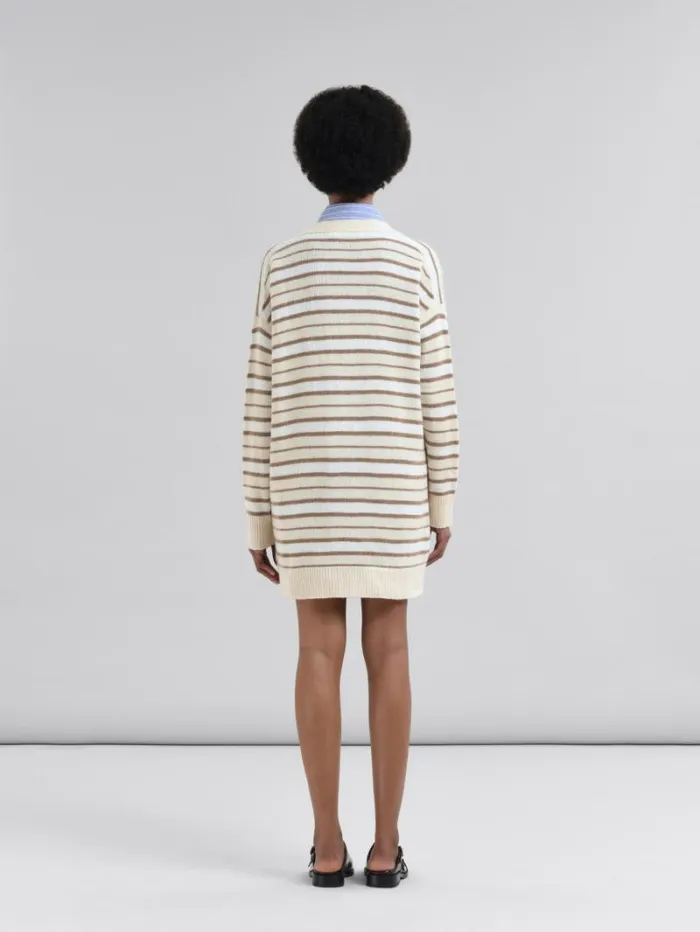 Women Marni Knitwear Ivory Striped Cashmere Blend Cardigan