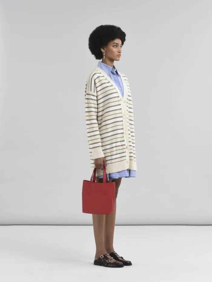 Women Marni Knitwear Ivory Striped Cashmere Blend Cardigan