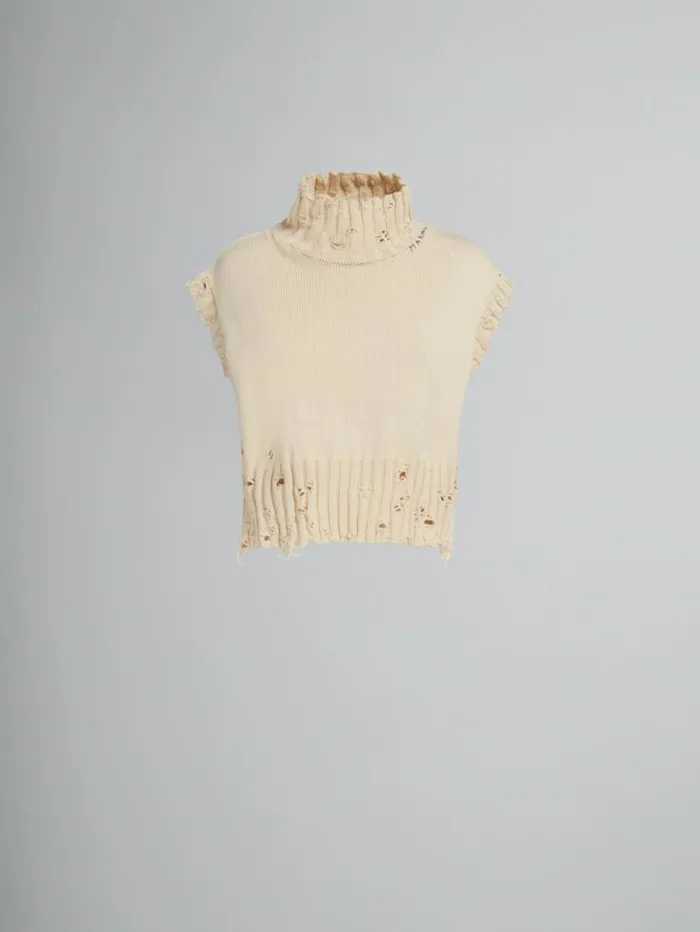 Women Marni Knitwear White Cotton Cropped Vest