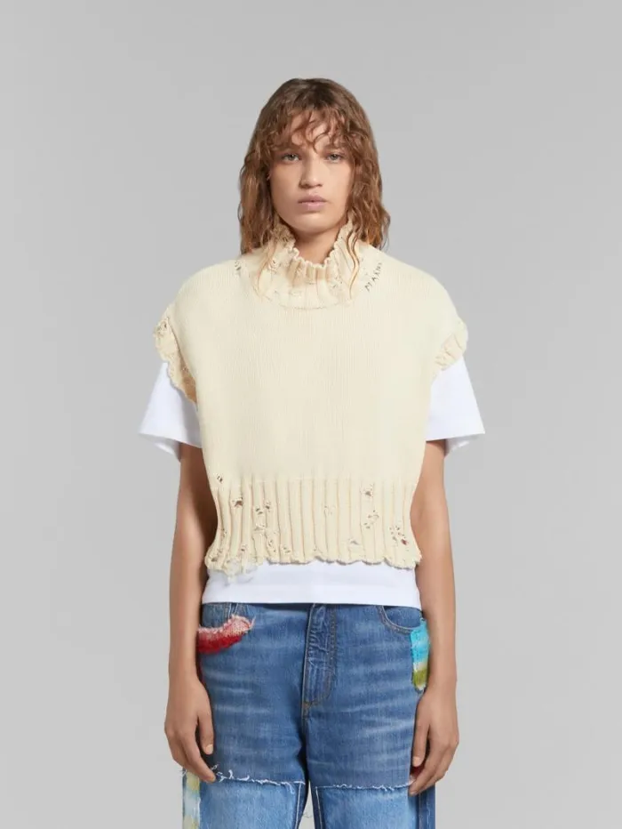 Women Marni Knitwear White Cotton Cropped Vest