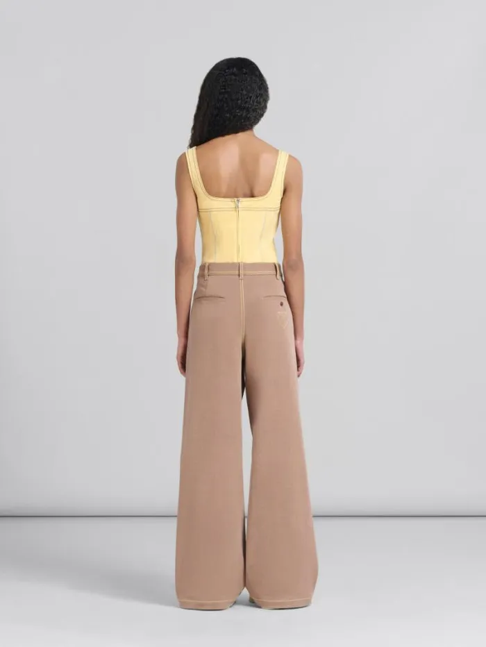 Women Marni Pants Brown Organic Denim Trousers With Contrast Stitching