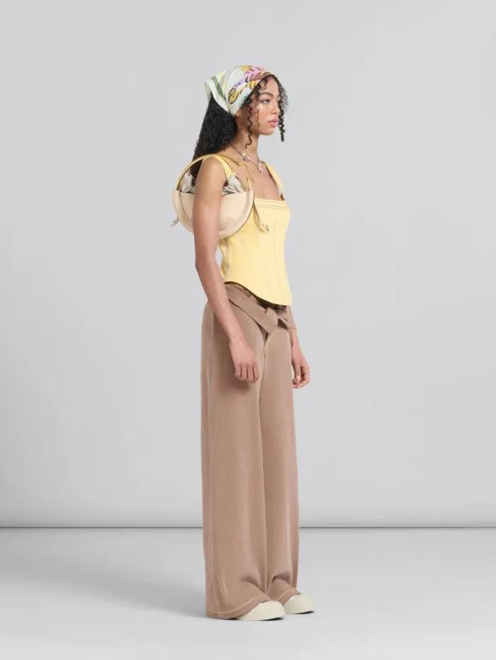 Women Marni Pants Brown Organic Denim Trousers With Contrast Stitching
