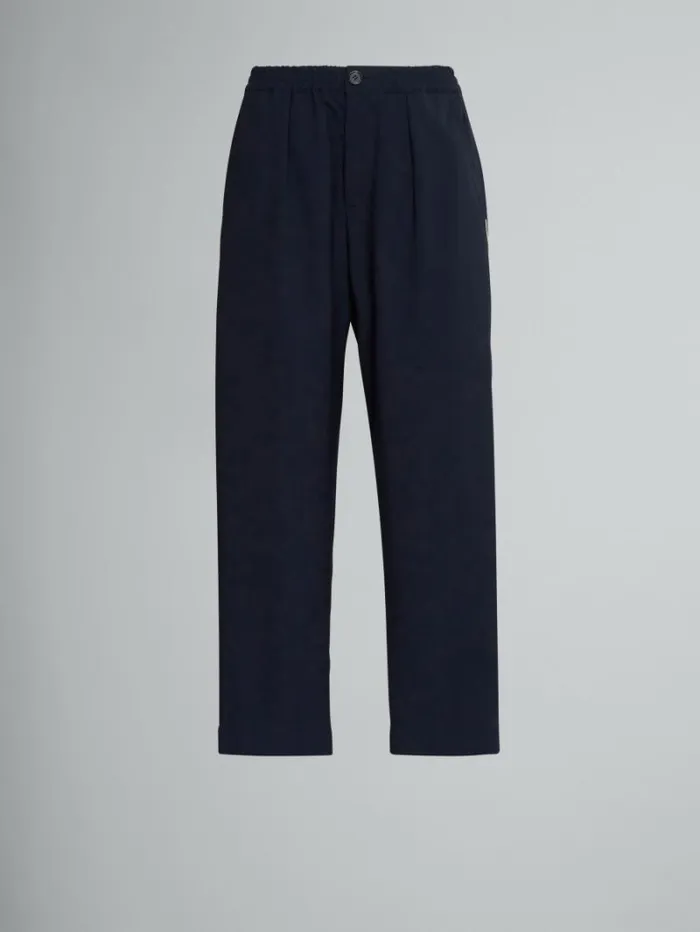 Women Marni Pants Cropped Trousers In Blue Tropical Wool