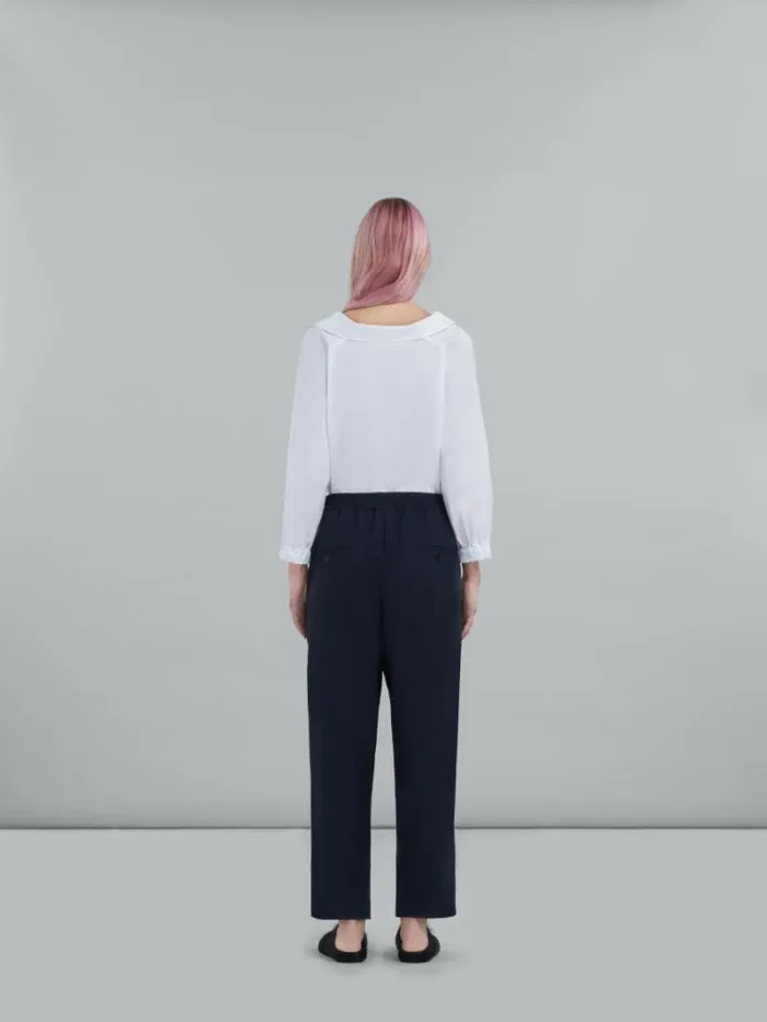 Women Marni Pants Cropped Trousers In Blue Tropical Wool