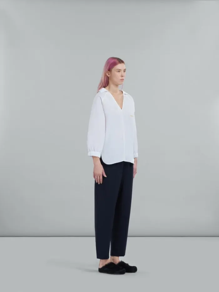 Women Marni Pants Cropped Trousers In Blue Tropical Wool