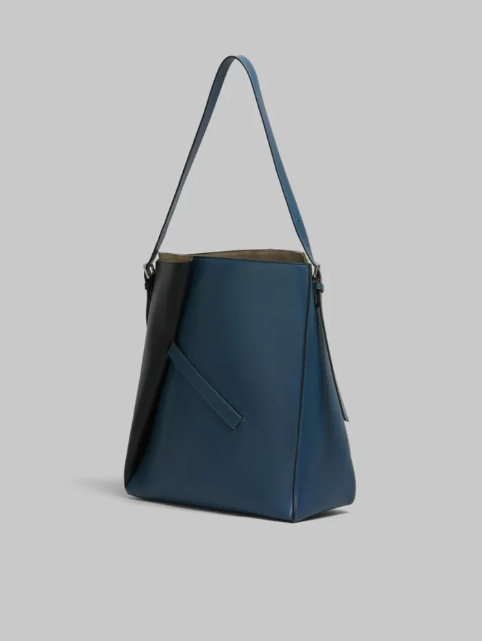 Women Marni Shoulder Bags Deep Blue And Black Leather Reverse Hobo Bag