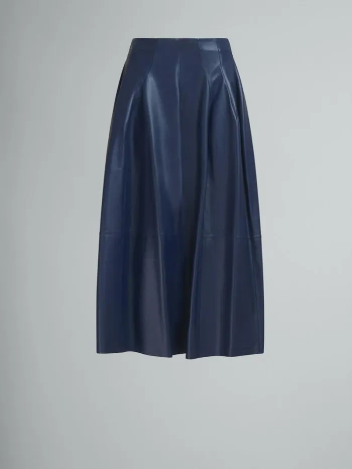 Women Marni Skirts HighWaisted Blue Nappa Skirt