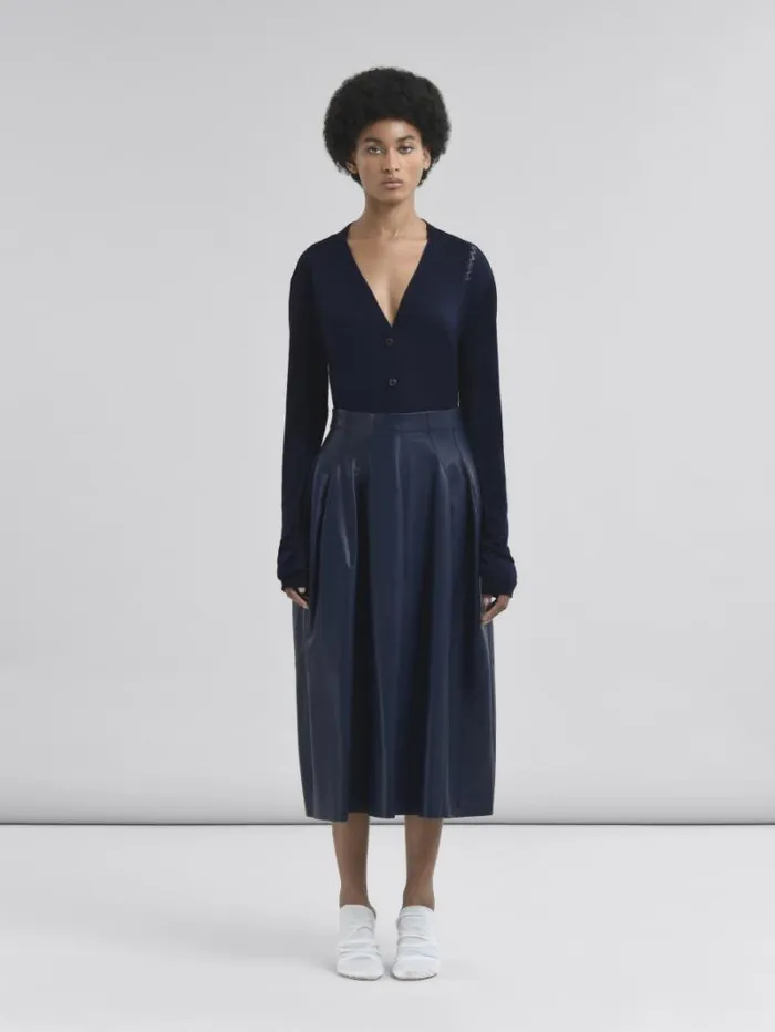 Women Marni Skirts HighWaisted Blue Nappa Skirt
