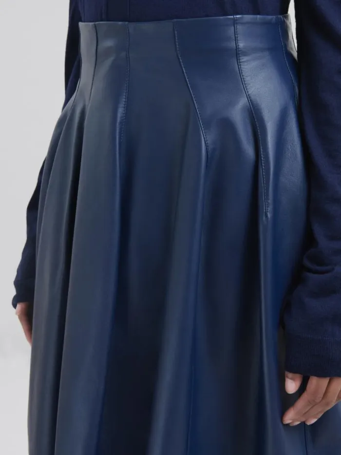 Women Marni Skirts HighWaisted Blue Nappa Skirt