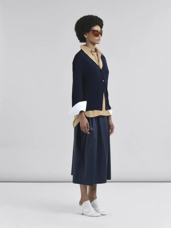 Women Marni Skirts HighWaisted Blue Nappa Skirt