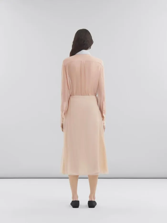 Women Marni Skirts White Chiffon Skirt With Flower Appliqus
