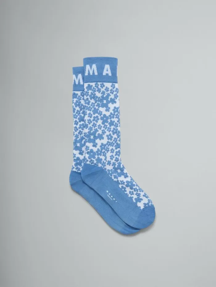 Women Marni Socks Blue Colour Block Socks