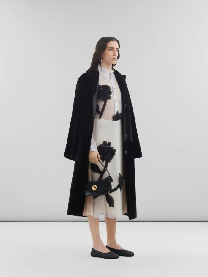 Women Marni Tops and Tshirts Peach And Light Blue Crepon Shirt With Flower Appliqus