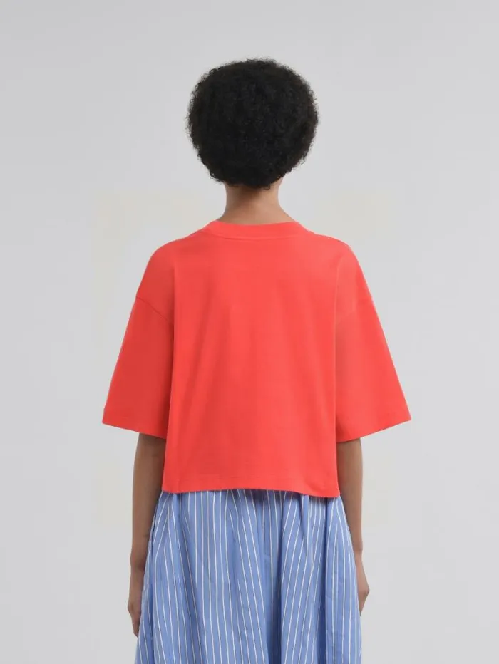 Women Marni Tops and Tshirts Red Boxy TShirt With Marni Scribbled Logo