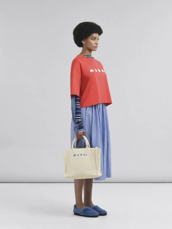 Women Marni Tops and Tshirts Red Boxy TShirt With Marni Scribbled Logo