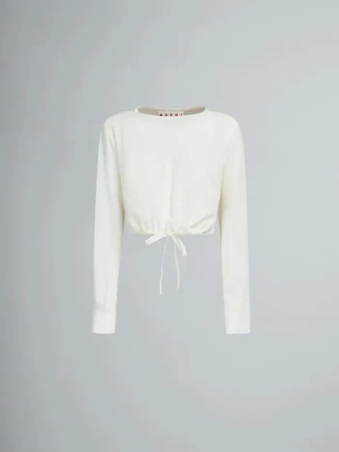 Women Marni Tops and Tshirts White Crpe De Chine Drawstring Top