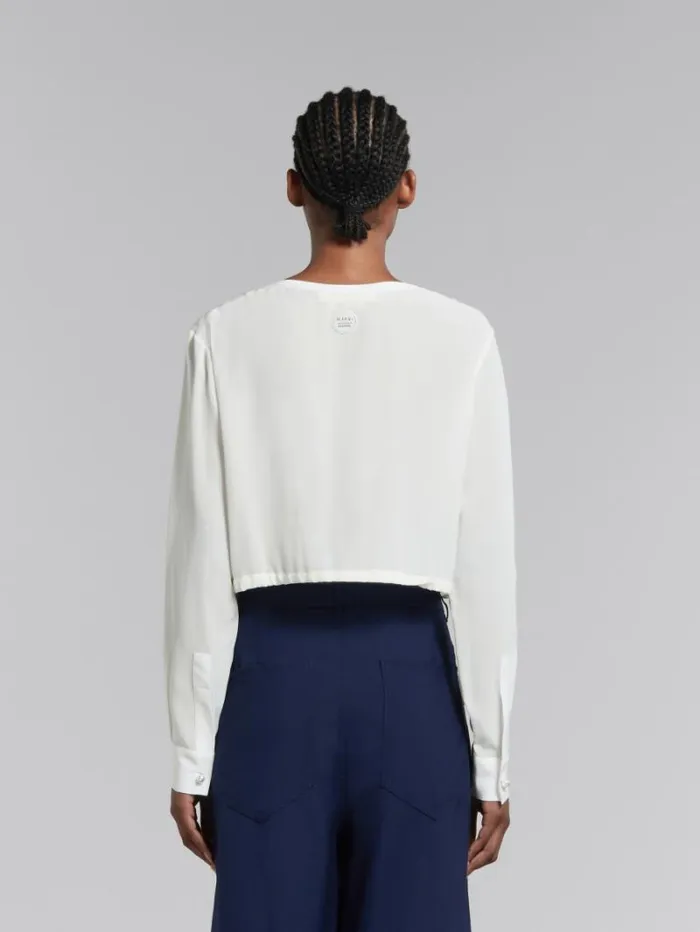 Women Marni Tops and Tshirts White Crpe De Chine Drawstring Top