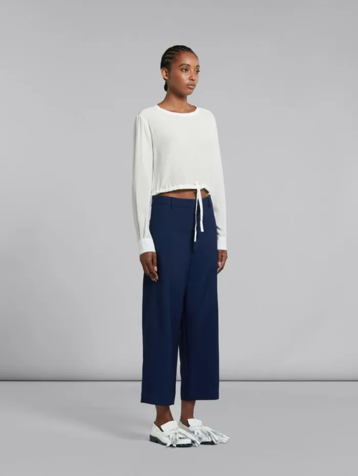 Women Marni Tops and Tshirts White Crpe De Chine Drawstring Top