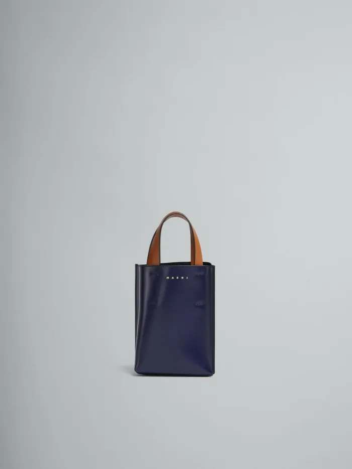 Women Marni Tote Bags Museo Nano Bag In Blue And White Leather