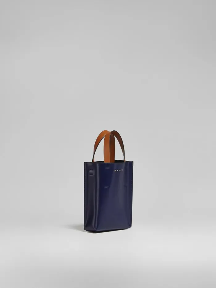 Women Marni Tote Bags Museo Nano Bag In Blue And White Leather