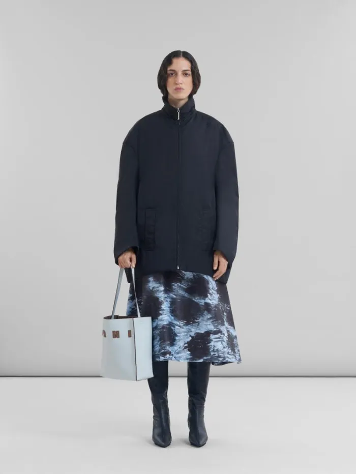 Women Marni Tote Bags Small Light Grey Leather Museo Hobo Bag With Marni Logo