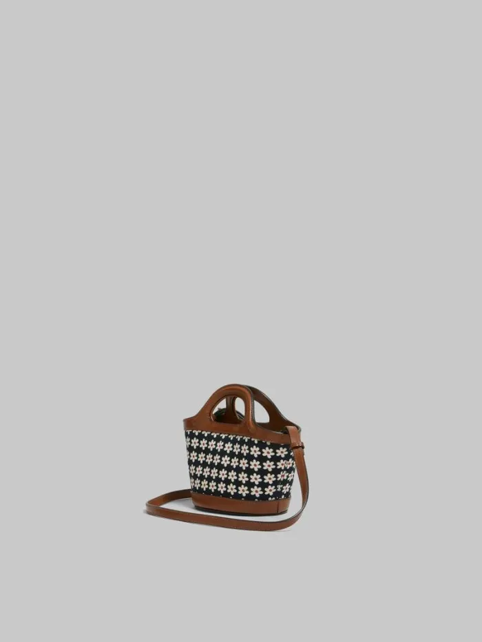Women Marni Tropicalia Bag Black Canvas Tropicalia Micro Bag With Daisy Print