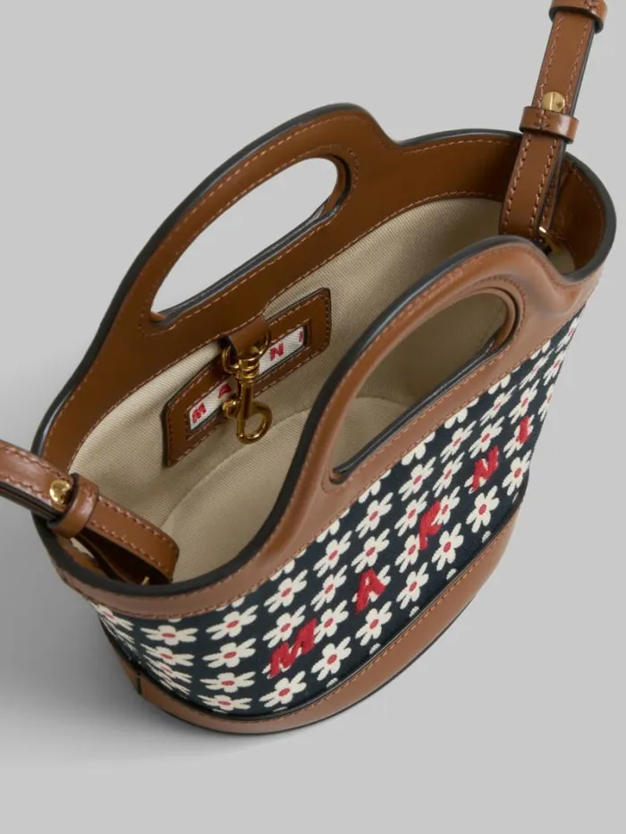 Women Marni Tropicalia Bag Black Canvas Tropicalia Micro Bag With Daisy Print