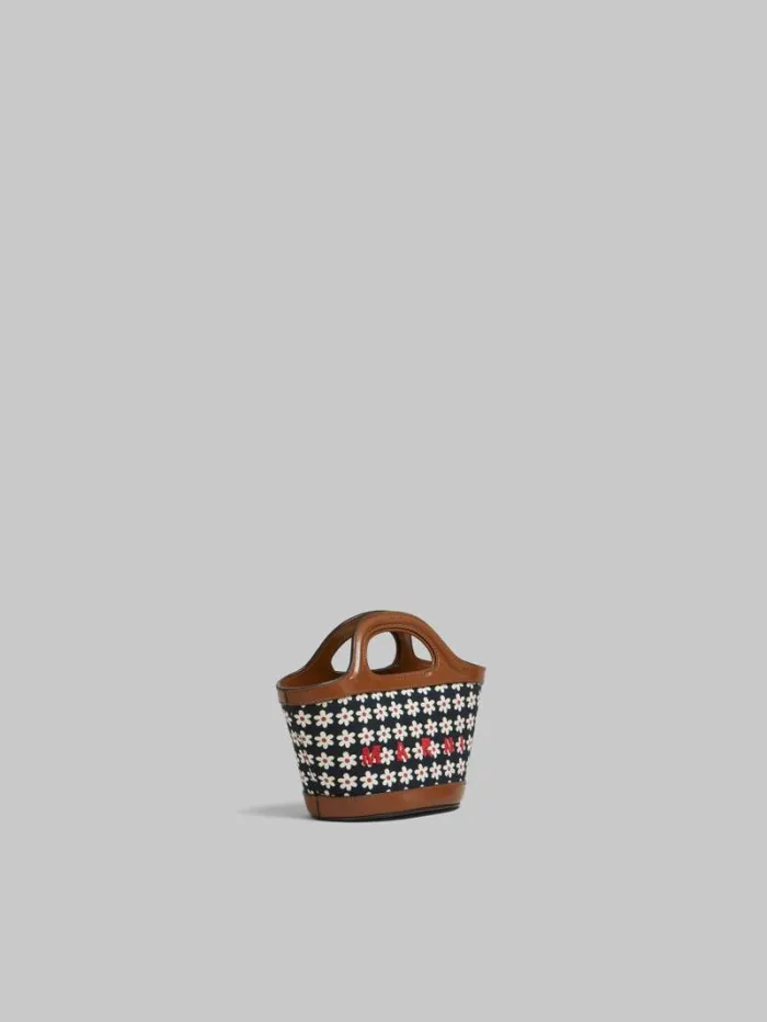 Women Marni Tropicalia Bag Black Canvas Tropicalia Micro Bag With Daisy Print
