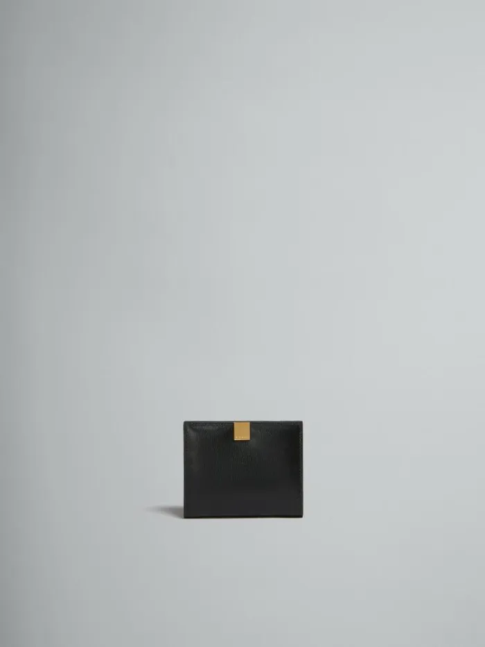 Women Marni Wallets and Small Leather Goods Black Leather Trifold Prisma Wallet