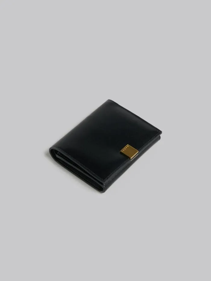 Women Marni Wallets and Small Leather Goods Black Leather Trifold Prisma Wallet