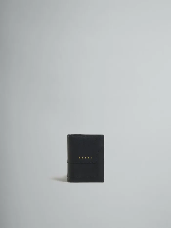 Women Marni Wallets and Small Leather Goods Black Saffiano Leather Cardholder