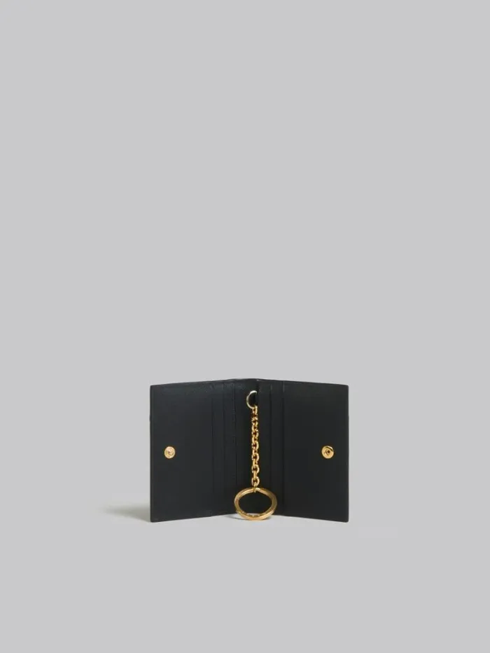Women Marni Wallets and Small Leather Goods Black Saffiano Leather Cardholder