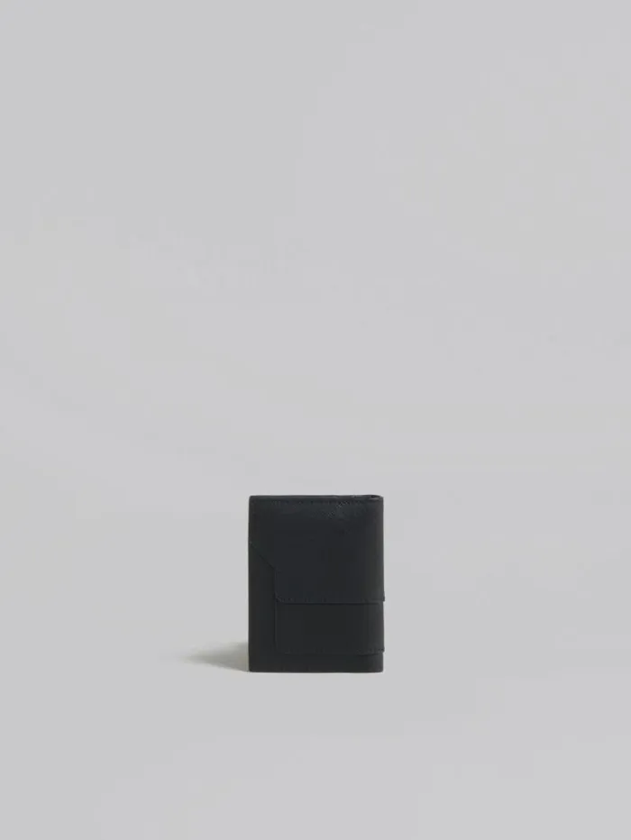 Women Marni Wallets and Small Leather Goods Black Saffiano Leather Cardholder