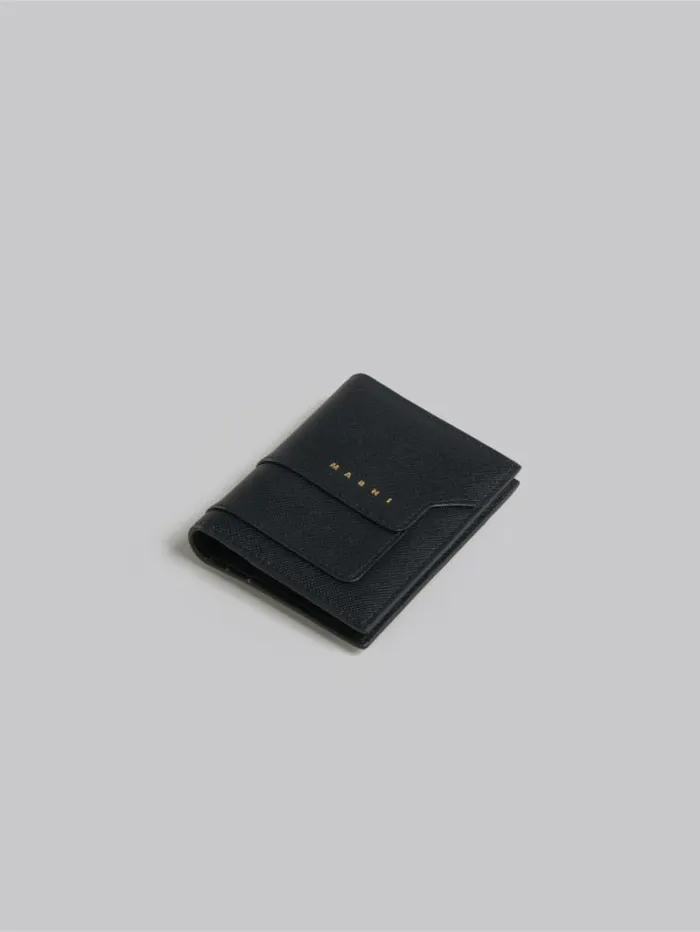 Women Marni Wallets and Small Leather Goods Black Saffiano Leather Cardholder