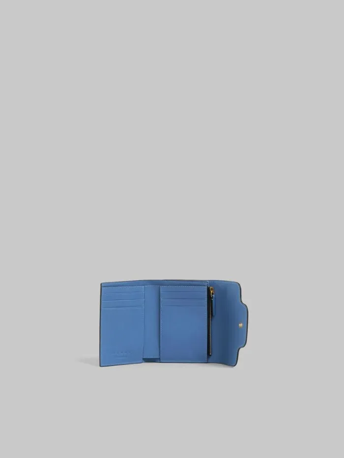 Women Marni Wallets and Small Leather Goods Blue Leather Trunkaroo Trifold Wallet