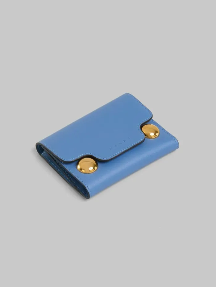 Women Marni Wallets and Small Leather Goods Blue Leather Trunkaroo Trifold Wallet