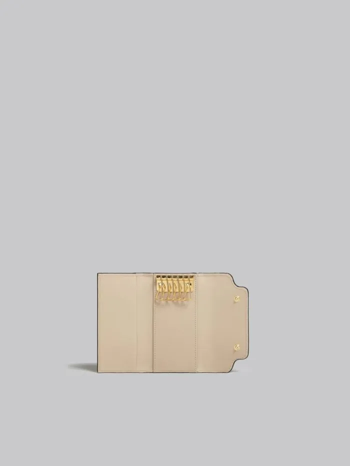 Women Marni Wallets and Small Leather Goods Colour Block Saffiano Leather Keyring
