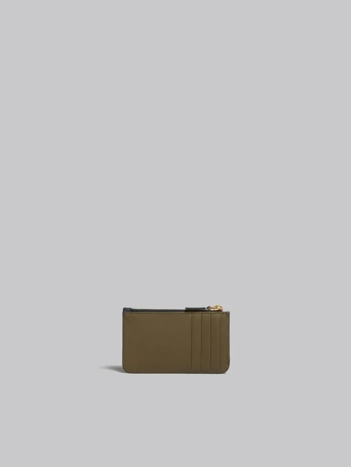 Women Marni Wallets and Small Leather Goods Deep Blue Cream And Green Saffiano Leather Card Case