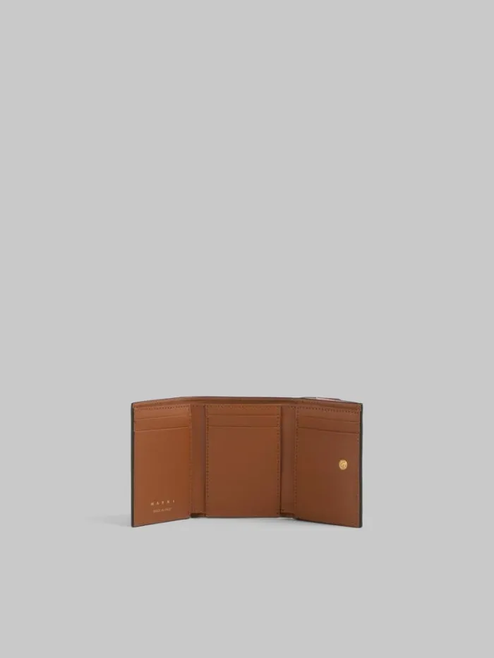 Women Marni Wallets and Small Leather Goods Trifold Wallet In Antique Pink Pink And Brown Saffiano Leather