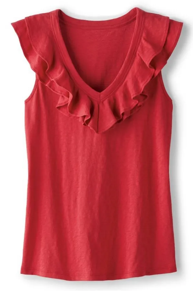 Women Marybeth Ruffle Tank American Beauty Soft Surroundings Tops