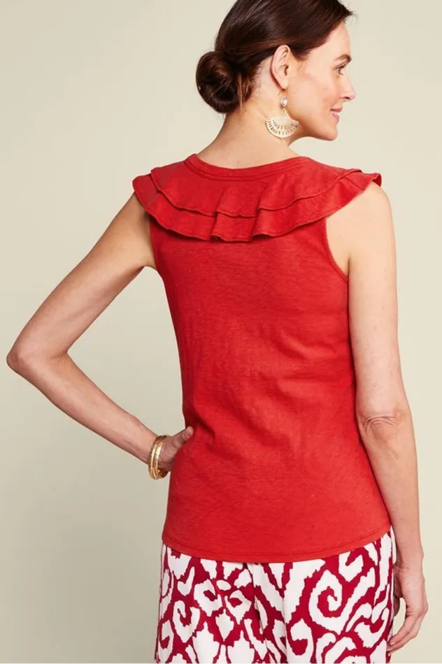 Women Marybeth Ruffle Tank American Beauty Soft Surroundings Tops
