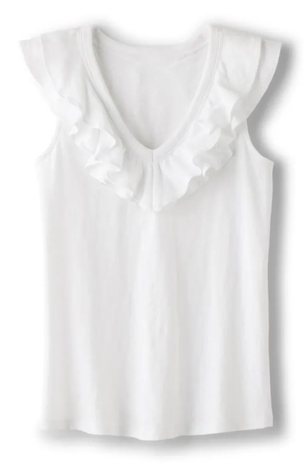 Women Marybeth Ruffle Tank American Beauty Soft Surroundings Tops