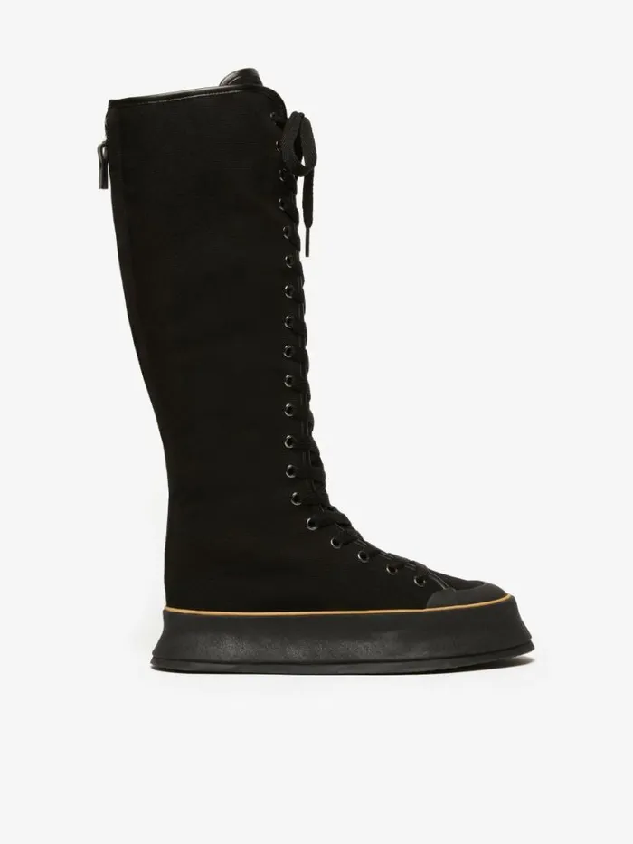 Women Max Mara Ankle Boots And Boots Canvas Laceup Boots Black
