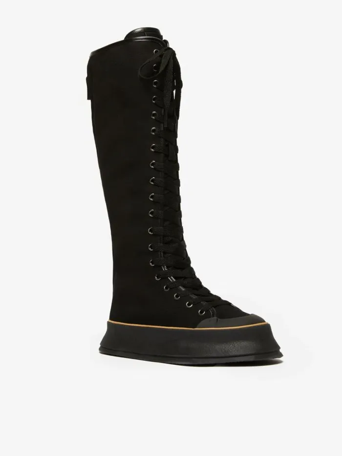 Women Max Mara Ankle Boots And Boots Canvas Laceup Boots Black