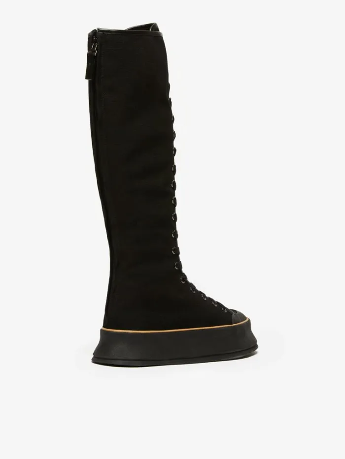 Women Max Mara Ankle Boots And Boots Canvas Laceup Boots Black