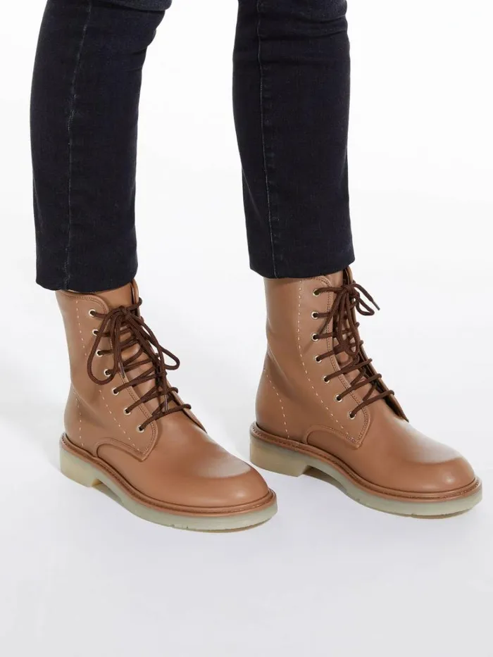 Women Max Mara Ankle Boots And Boots Leather Ankle Boots Hazelnut Brown