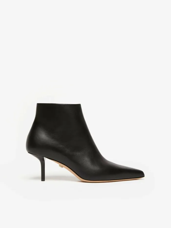 Women Max Mara Ankle Boots And Boots Leather Ankle Boots With Zip Black