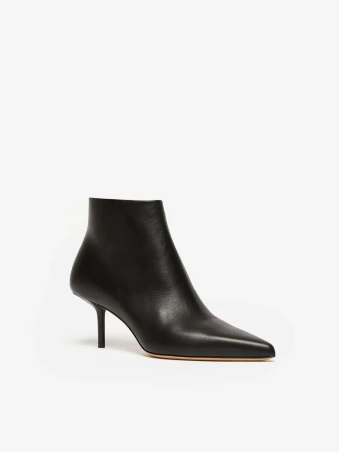 Women Max Mara Ankle Boots And Boots Leather Ankle Boots With Zip Black