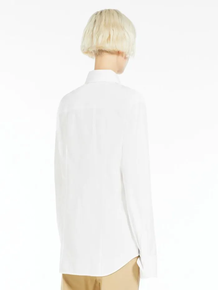 Women Max Mara Blouses Cotton Poplin Shirt Optical White
